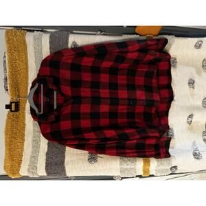 Women's Madewell Oversized Black/Red Flannel Shirt XXL